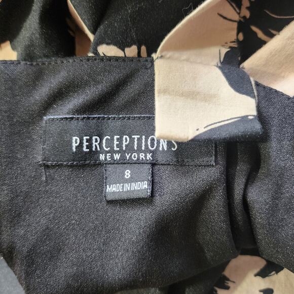 Perception New York Black Brown Fit n Flare White‎ Trap Sleeveless Dress Size 8 - Picture 6 of 8